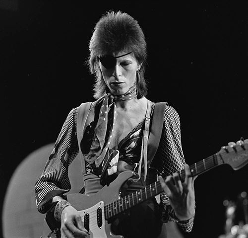 David Bowie in 1974, during recording of the Dutch television show TopPop.