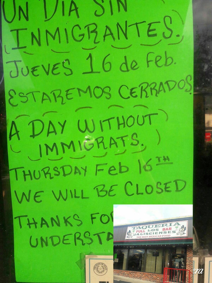 A sign announces that Taquerias Los Jaliscienses in Austin, Texas, will be closed on Feb. 16.