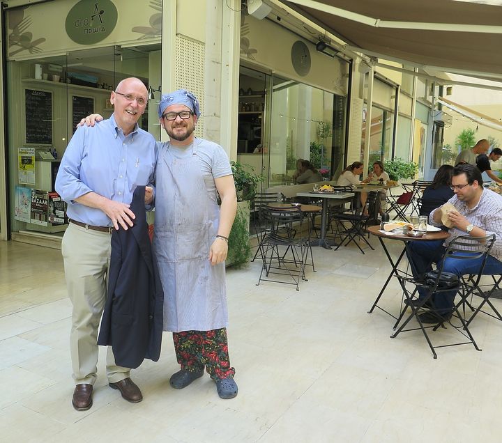 <p>Constantine E. Cavoulacos and the owner/chef of Panagiotis.</p>