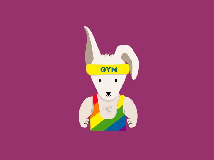 A rainbow-clad "gym bunny" is part of the new "Homoji" keyboard.
