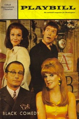 The original Broadway production of Black Comedy starred Geraldine Page, Michael Crawford, Lynn Redgrave, and Donald Madden 