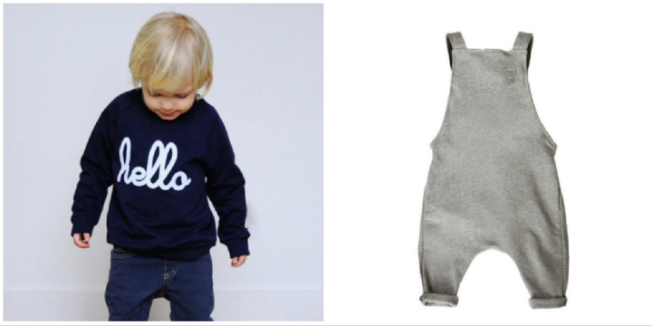 Left: Sweatshirt, £24. Right: Dungarees, £36. 