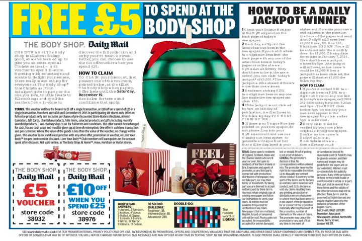 The beauty retailer, owned by French giant L’Oréal, has previously run voucher promotions in the Daily Mail