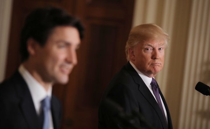 U.S. President Donald Trump and Canadian Prime Minister Justin Trudeau at the White House on Feb. 13.