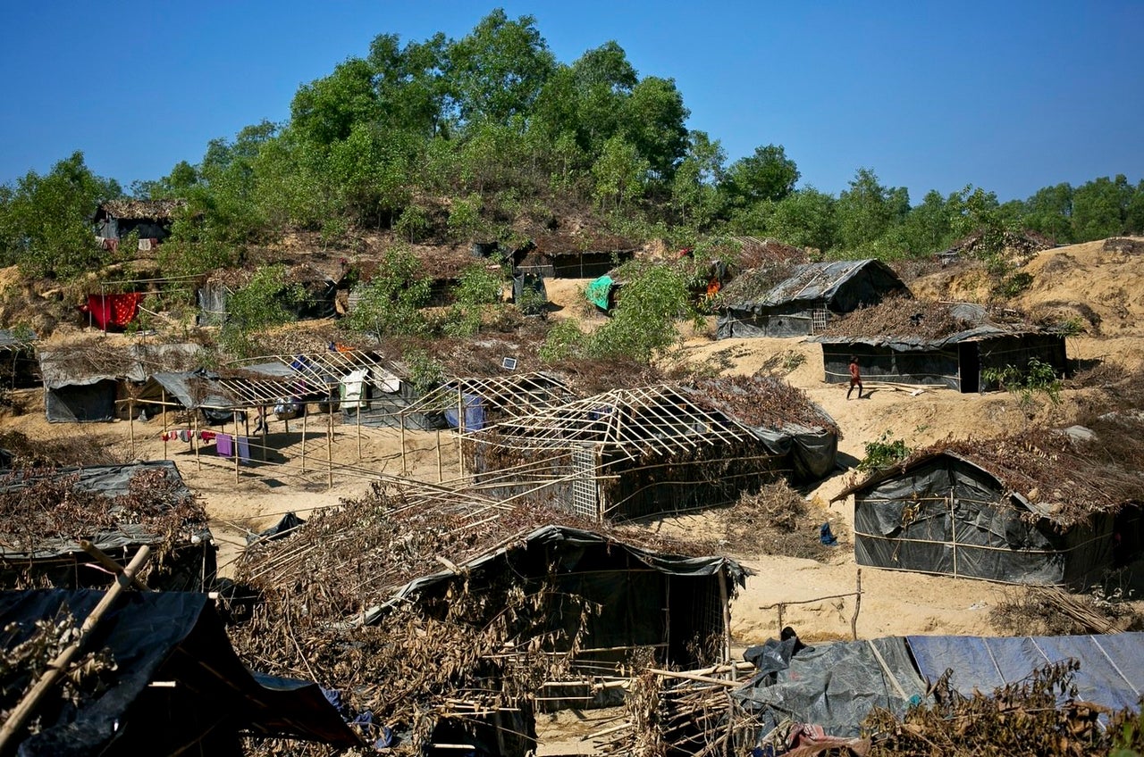 Houses sprout up every day in the Balu Kali camp in Cox’s Bazar for newly arrived Rohingya refugees.