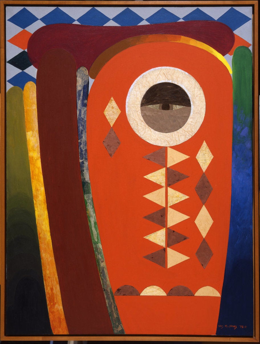 Lois Mailou Jones, "Ode to Kinshasa," 1972, mixed media on canvas, 48 x 36 in.