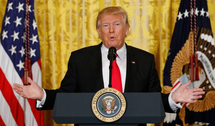 U.S. President Donald Trump holds a news conference at the White House in Washington, U.S., February 16, 2017.
