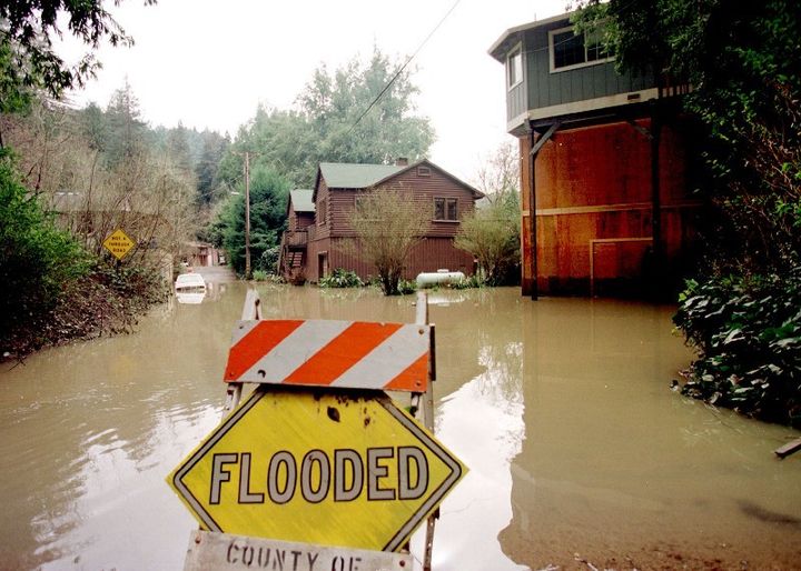 El Niño delivered storms that flooded California’s Russian River in 1998, which as then the hottest year ever recorded