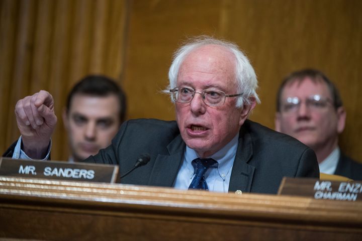 Sen. Bernie Sanders (I-Vt.) questions Rep. Mick Mulvaney (R-S.C.), nominee to be director of the Office of Management and Budget, on Jan. 24, 2017.