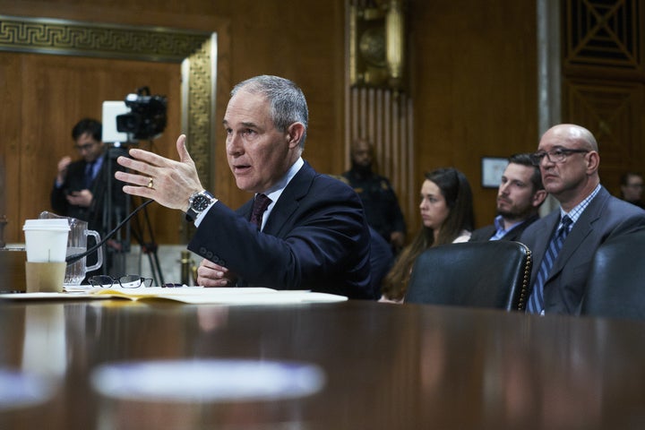 Scott Pruitt, the EPA nominee, speaks during his Senate Environment and Public Works Committee confirmation hearing on Jan. 18, 2017.