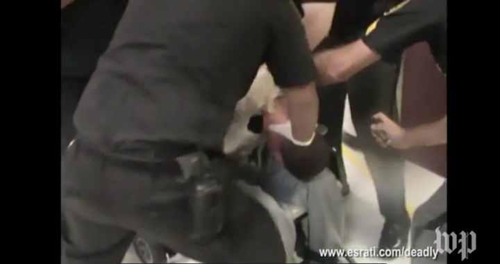 Charles Wade was restrained in a chair when correctional officers were filmed spraying his face with pepper-spray.