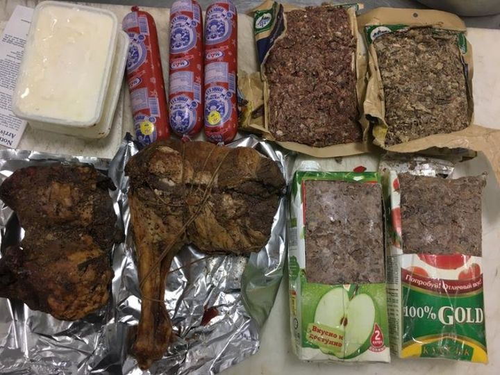 U.S. customs officials found 42 pounds of horse meat, including 13 pounds of horse genitals, concealed inside juice containers.