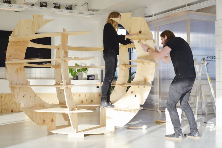 Assembly instructions are similar to other Ikea products. Here the Growroom is assembled by its architects, Sine Lindholm and Mads-Ulrik Husum.