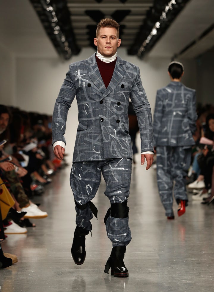 Jack Eyers on the Teatum Jones runway during the London Fashion Week on 17 February.