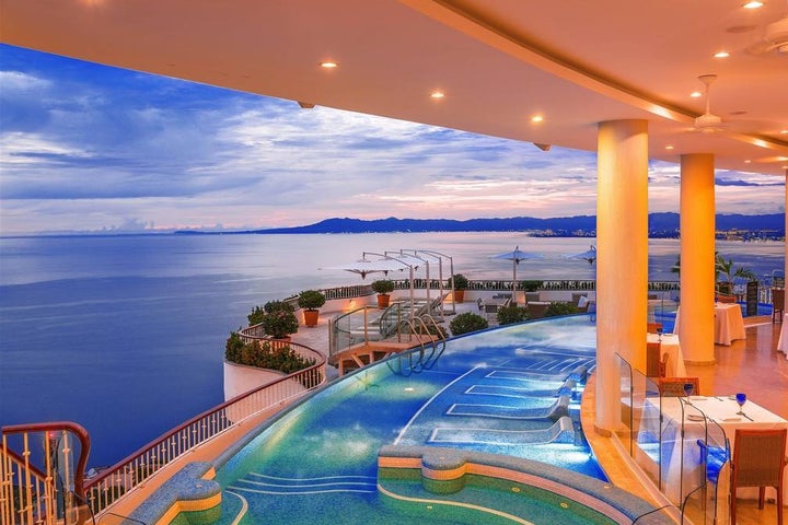 <p>Grand Miramar pool at dusk.</p>