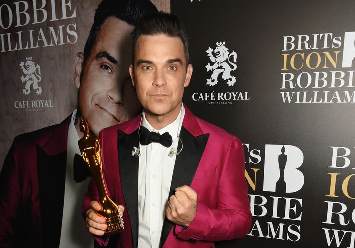 Robbie Williams is the record-breaking winner of 18 Brit Awards, but has kept only one - this Icon Award presented to him last year