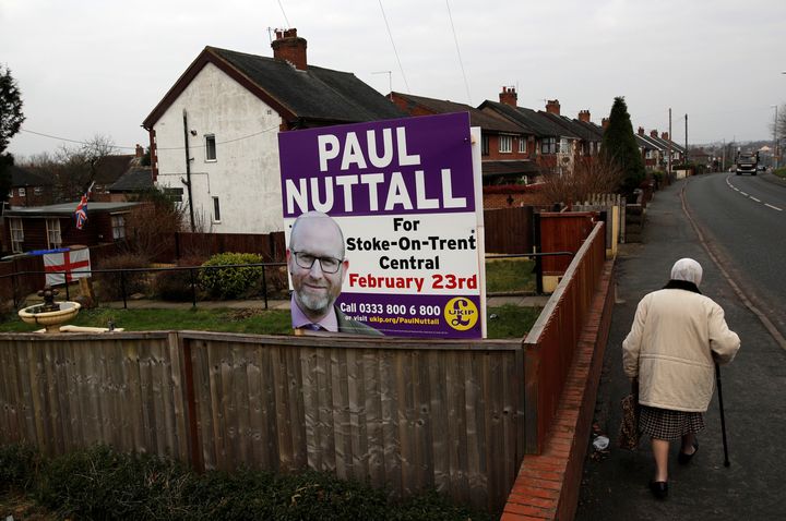 Barbara Fielding (not pictured), who is standing as an independent in the Stoke byelections, has been arrested on suspicion of stirring up racial hatred; Ukip's Paul Nuttall had been considered the favourite to win