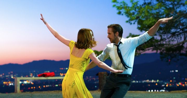 Ryan Gosling and Emma Stone share a dance in Griffith Park in La La Land