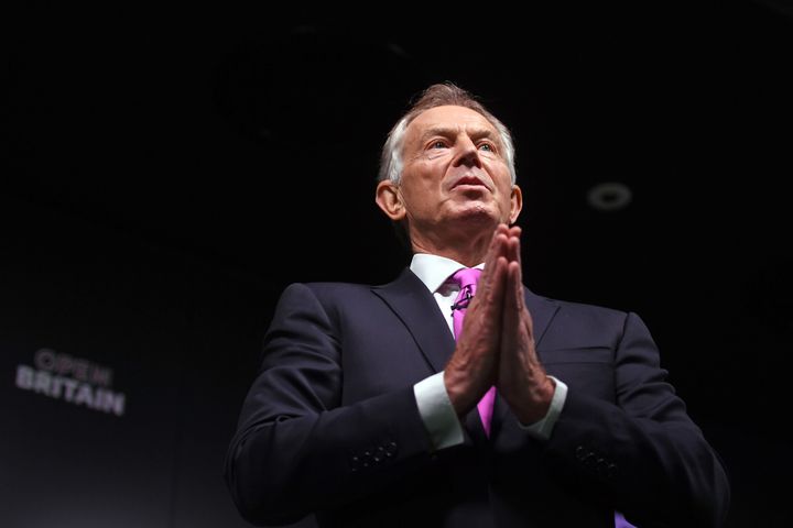 Tony Blair during his Brexit speech at Bloomberg HQ, London