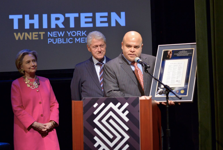 Dr. Angelou's grandson, Colin Johnson, presented the Clinton's with a plaque of her iconic poem that flew on the Orion Exploration Flight Test-1 (EFT-1) on December 5, 2014.