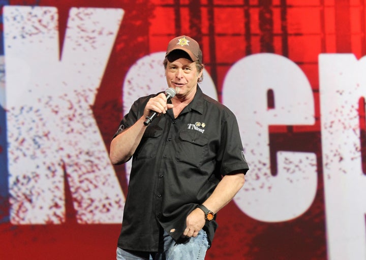 Ted Nugent speaks at the 2015 NRA Annual Convention on April 12, 2015 in Nashville, Tennessee. 