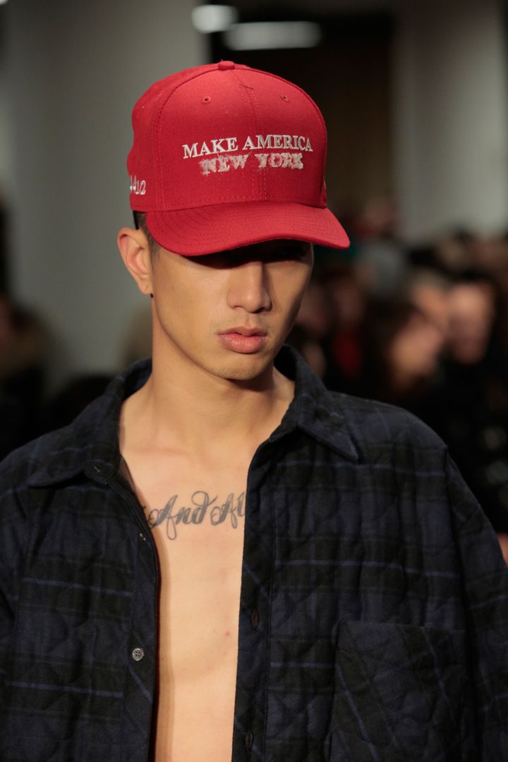 A model walks the runway during the Public School February 2017 show at New York Fashion Week.