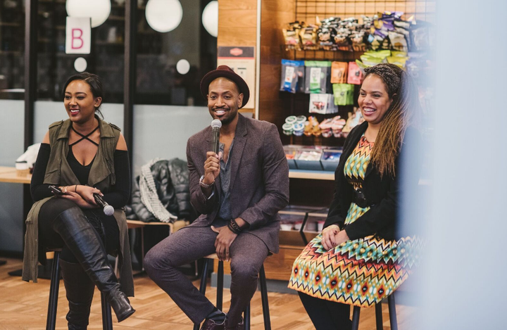 Myself (on the left) joined by our panelists actor Bryan Terrell Clark and activist Jennifer Epps-Addison.