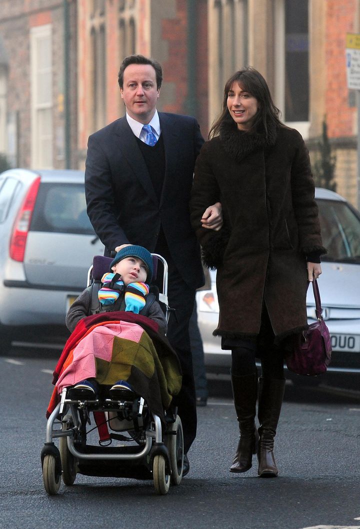 Previously unissued picture dated 25/12/2008 of David Cameron and his wife, Samantha, with their son, Ivan, who has died today. They were attending Christmas Day service at York Minster.