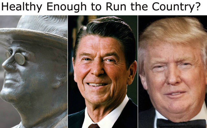 U.S. Presidents Franklin D. Roosevelt, Ronald Reagan and Donald Trump. 