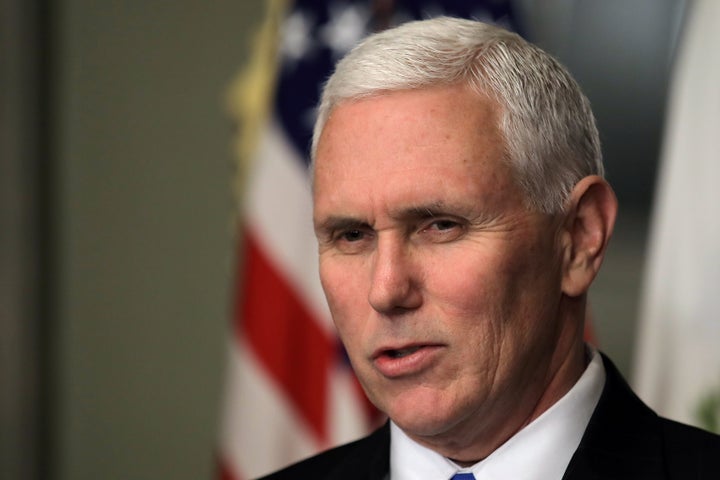 Pence at the swearing-in ceremony of Office of Management and Budget Director Mick Mulvaney.