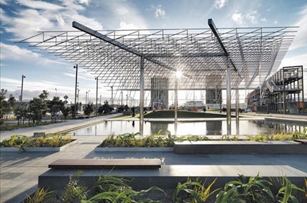 Michio Ihara, <em>Wind Sculptures: Wind Tree</em> (2011), stainless steel 18 x 50 x 72 feet, Jellicoe Plaza, The Wynyard Quar