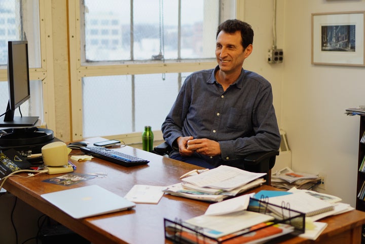 <p>David Bolotsky talks about his e-commerce company in his office at the Brooklyn Army Terminal.</p>