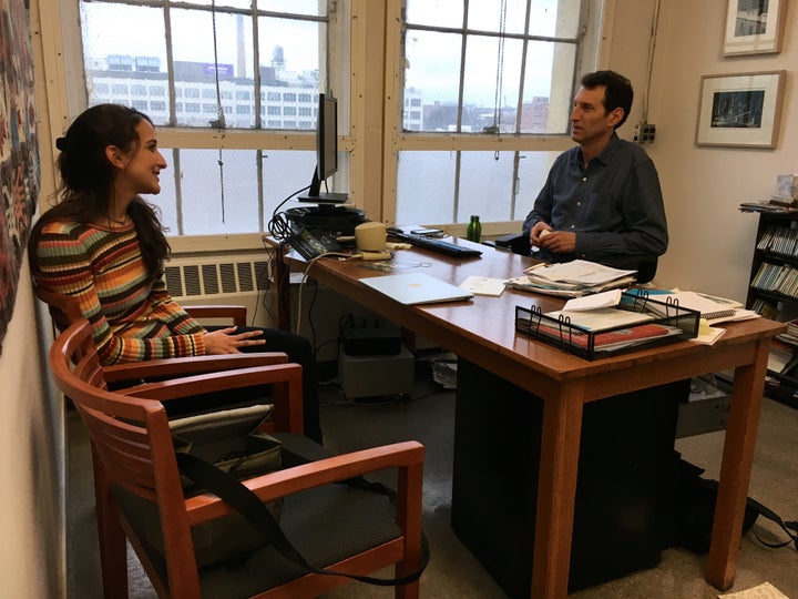 <p><em>Bolotsky talks with PR and Social Media coordinator Jennifer Coleman about an upcoming New York Paid Leave Coalition event.</em></p>
