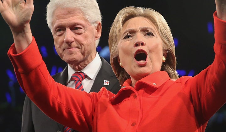 <p>The Clintons at the Jefferson-Jackson Dinner in October.</p>
