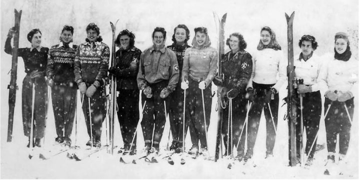 <p>Canadian Women’s National Ski Team 1948 (My Granny is third in from the left)</p>