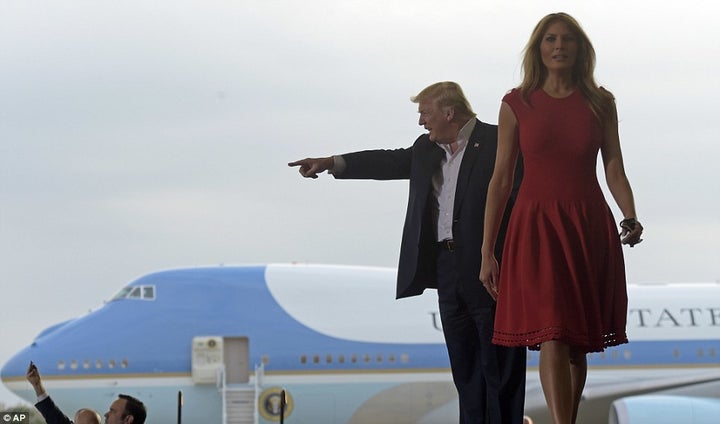 The President and First Lady arrive at a 2020 campaign rally at Orlando Melbourne Airport...in 2017...after the White House s