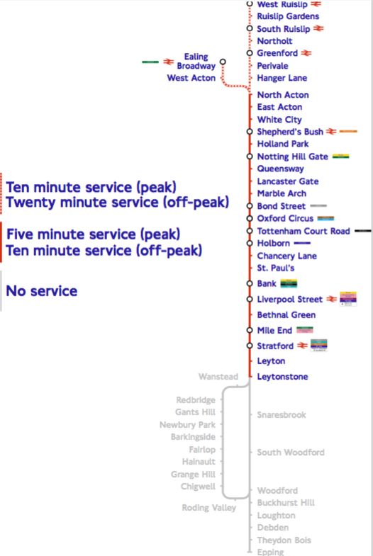 There will be no service east of Leytonstone