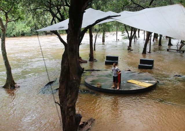 The waters have risen to three metres above their usual level in the areas around the camp in South Africa