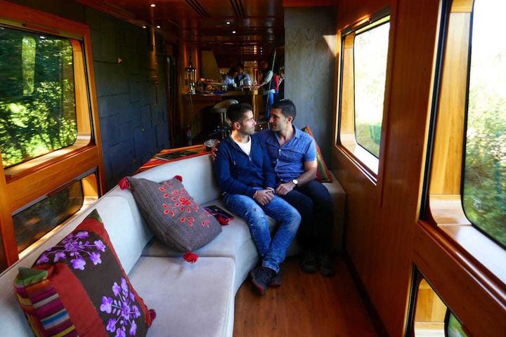 The Nomadic Boys enjoying the views of the Andes from the comfort of the luxurious Tren Crucero in Ecuador