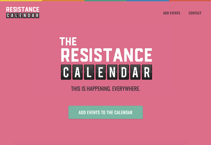 The homepage of the Resistance Calendar website. 