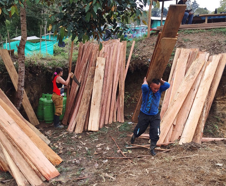 Former FARC guerrillas are constructing a village in one of the country's 26 transition zones. 