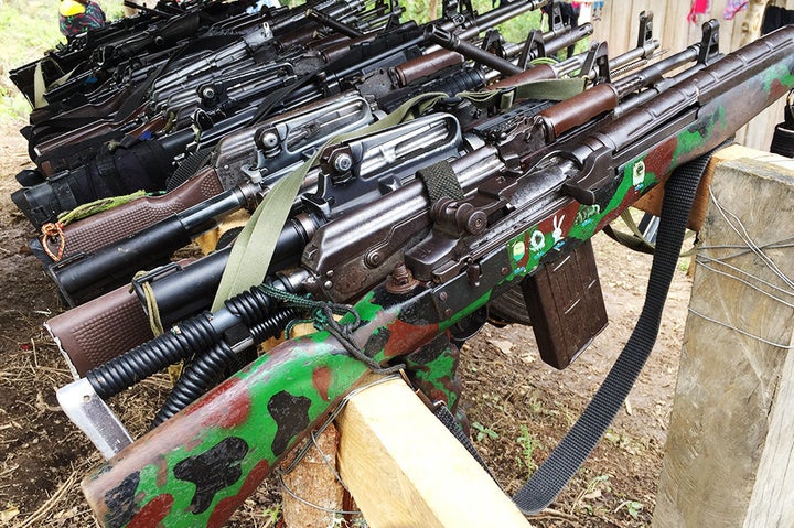 A gun depot in one of the FARC transition zones in Icononzo, Colombia.