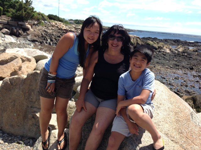 The author and her two children on vacation.