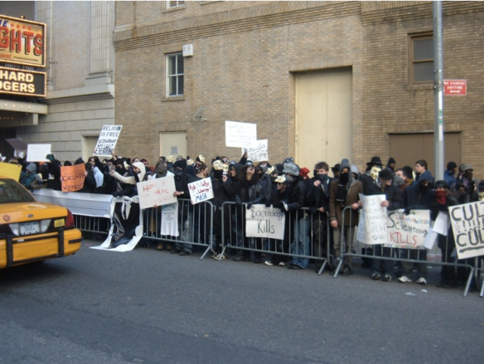 4chans first day out The Scientology protests of 2008 off Broadway