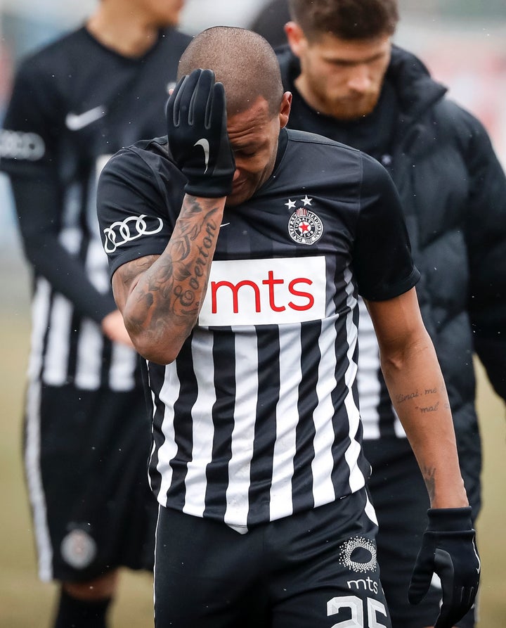 Every time 28-year-old midfielder Everton Luiz touched the ball, the other team's supporters screamed racist remarks at him, Serbian television B92 reported.