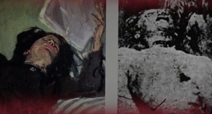 Cornwell draws similarities between the Ripper victim's neck wound (right) and the necklace worn by a woman in a Sickert painting (left)