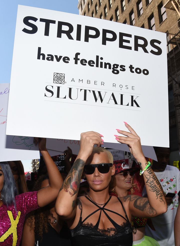 Amber Rose attends the Amber Rose 'SlutWalk' in Los Angeles in October 2015