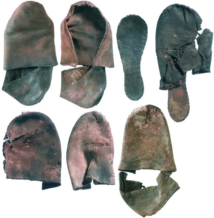 A selection of leather shoes discovered at the site