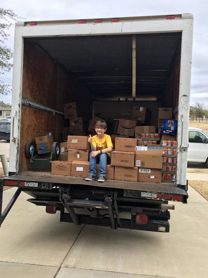 The first-grader made a goal to have 5,000 items donated through Mac & Cheese and Pancakes.