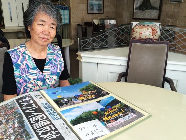 Kyoko Matayoshi, 66, has long called for the closure of Futenma Marine Corps base, citing worries about noise, pollution, hel
